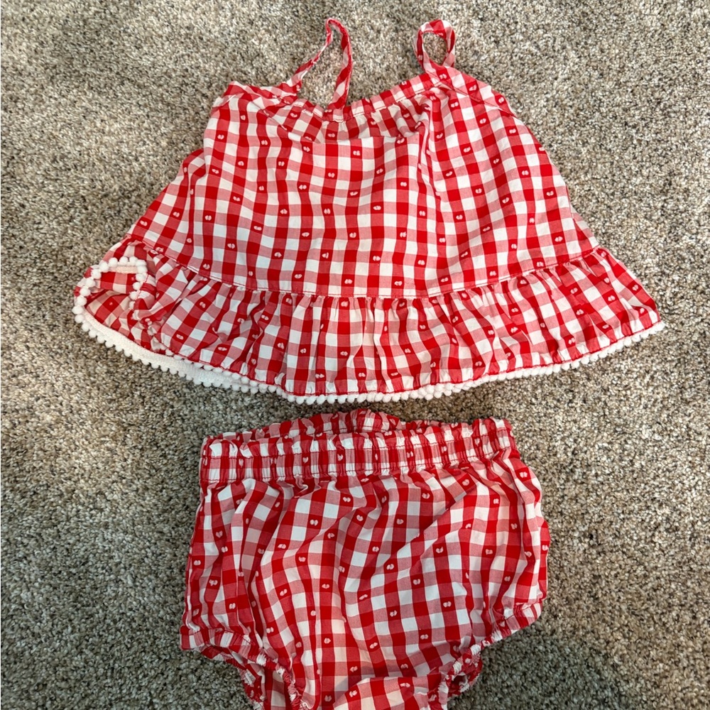 Cat & Jack Red and White Gingham Baby Set
